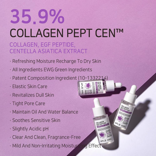 35.9% Collagen Pept Cen™ ampoule — moisturising, soothing, pore care and revitalising benefits, lightweight Korean serum for radiant skin.