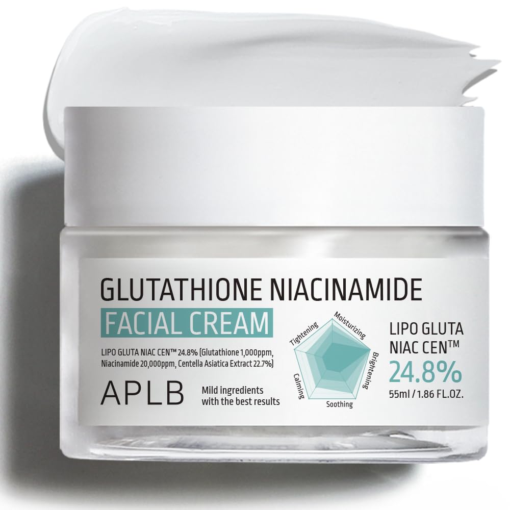 APLB Glutathione Niacinamide Facial Cream jar – 55ml hydrating brightening face cream with 24.8% Lipo Gluta Niac Cen