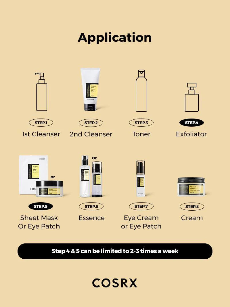 Application guide for COSRX Snail Eye Cream in a full Korean skincare routine