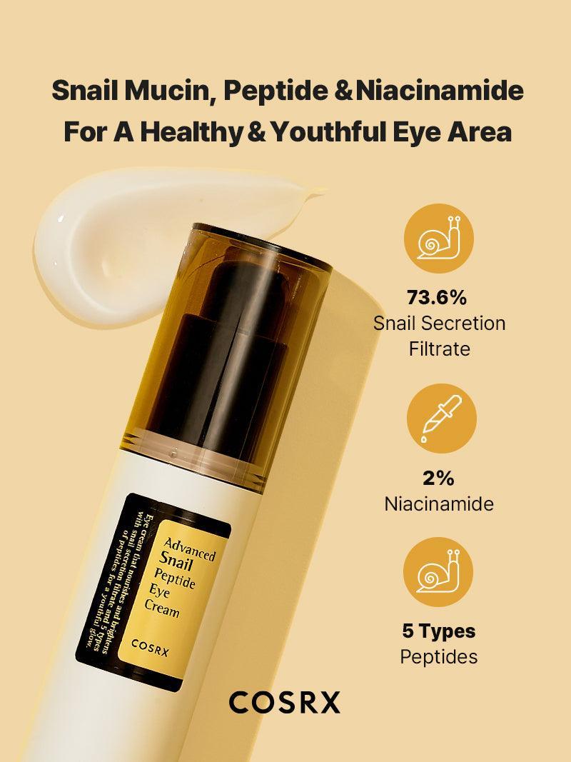 COSRX Snail Eye Cream with snail mucin 73.6%, 5 peptides and niacinamide for skin renewal