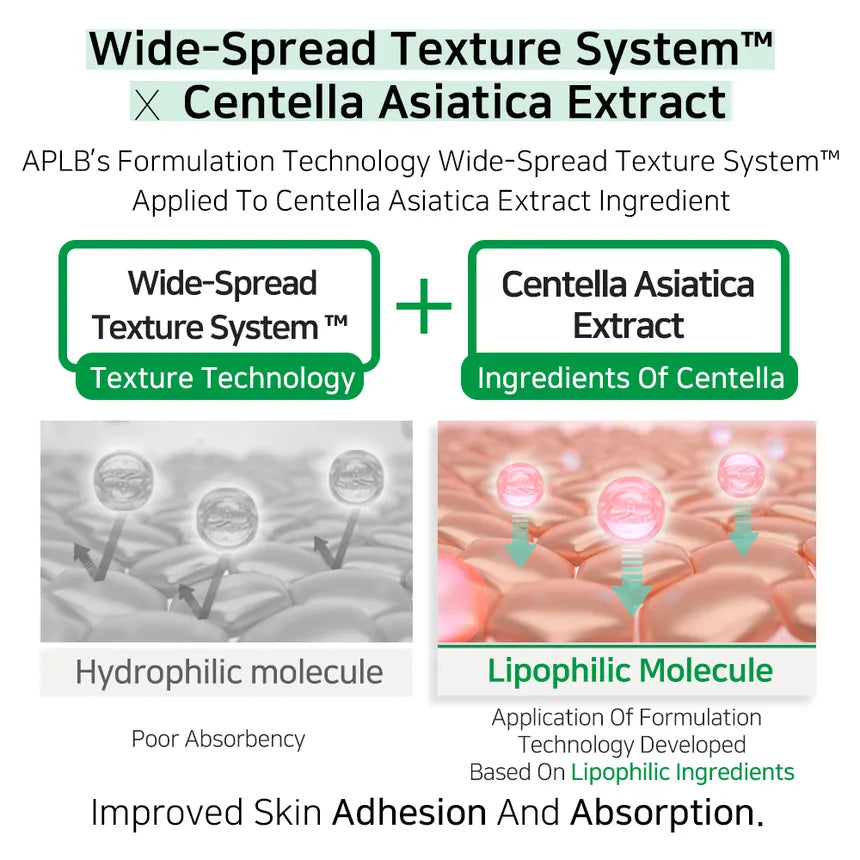 Wide-Spread Texture System with Centella Asiatica extract for skin adhesion