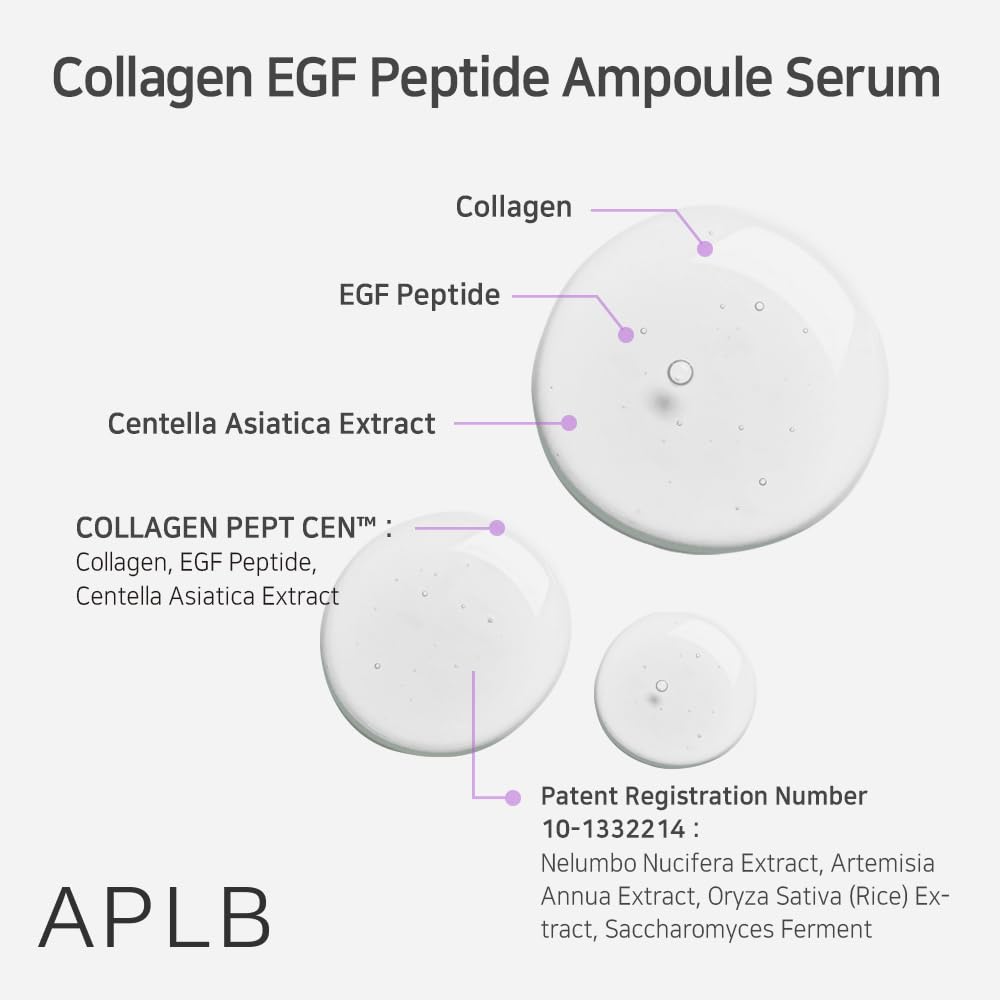 Key ingredients: collagen, EGF peptide, centella asiatica extract — APLB ampoule serum for hydration, elasticity and skin barrier support only at K-Beau.
