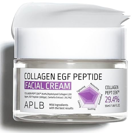 APLB Collagen EGF Peptide Facial Cream 55ml – jar front view, collagen-rich K-beauty moisturizer for firm, hydrated skin.