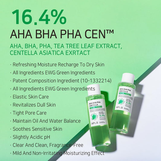 APLB Centella toner with 16.4% AHA BHA PHA – K-Beauty facial toner for balance, hydration & smooth skin.
