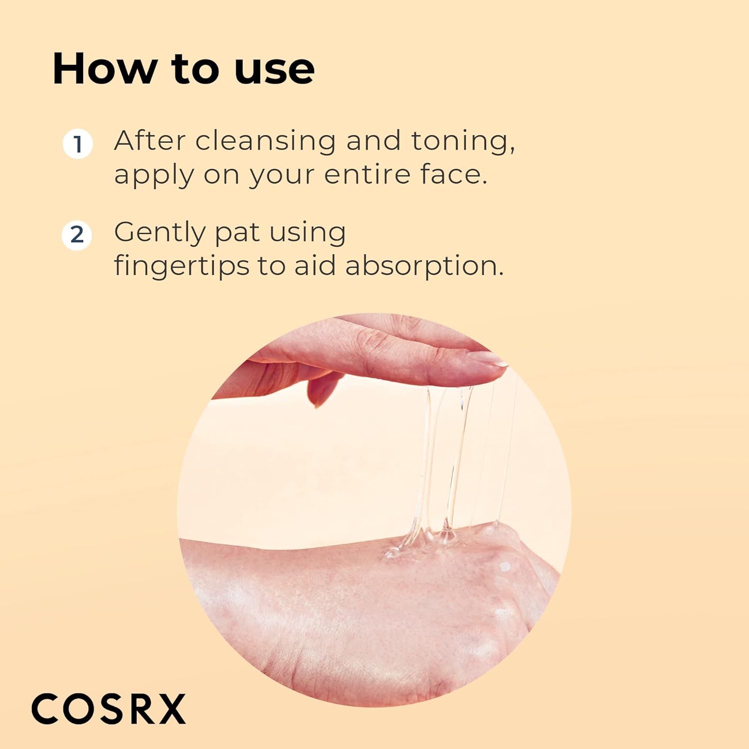 How to use COSRX Advanced Snail 96 Essence – apply after cleansing and toning, pat gently for better absorption
