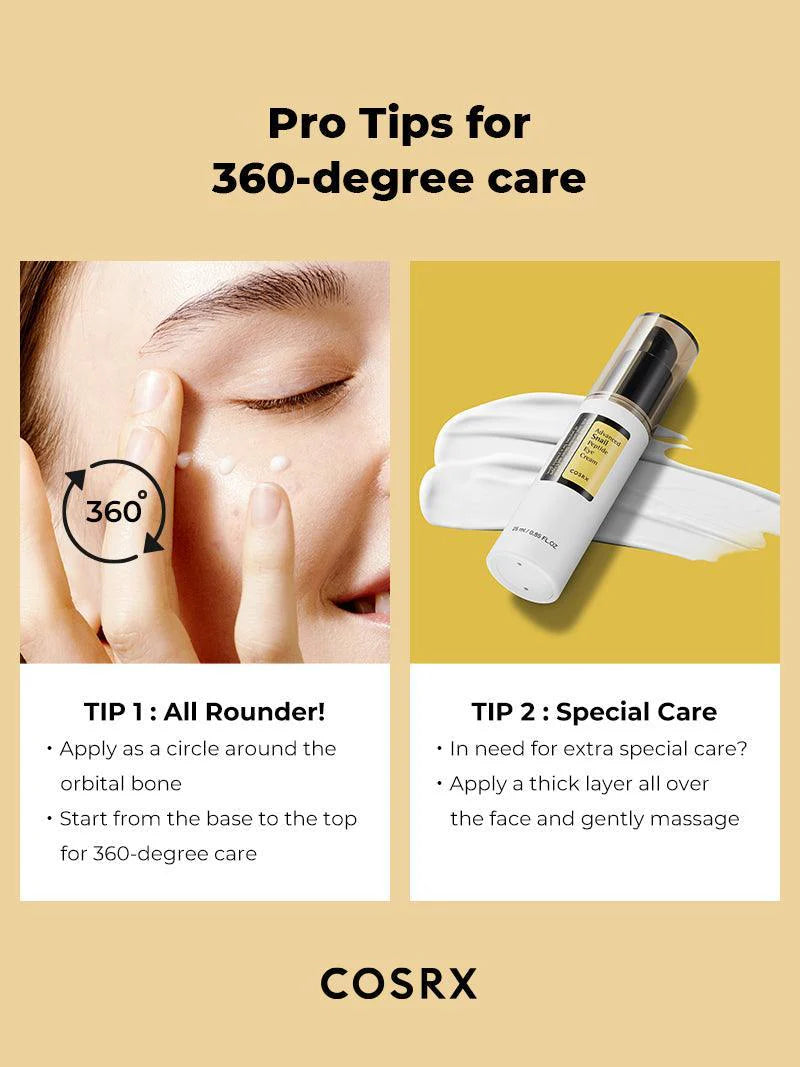 Pro tips for applying COSRX Snail Eye Cream – 360-degree care and special care application