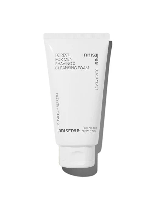 Innisfree Forest For Men Shaving & Cleansing Foam 150g – daily black yeast cleanser and shaving foam for refreshing Korean skin care.