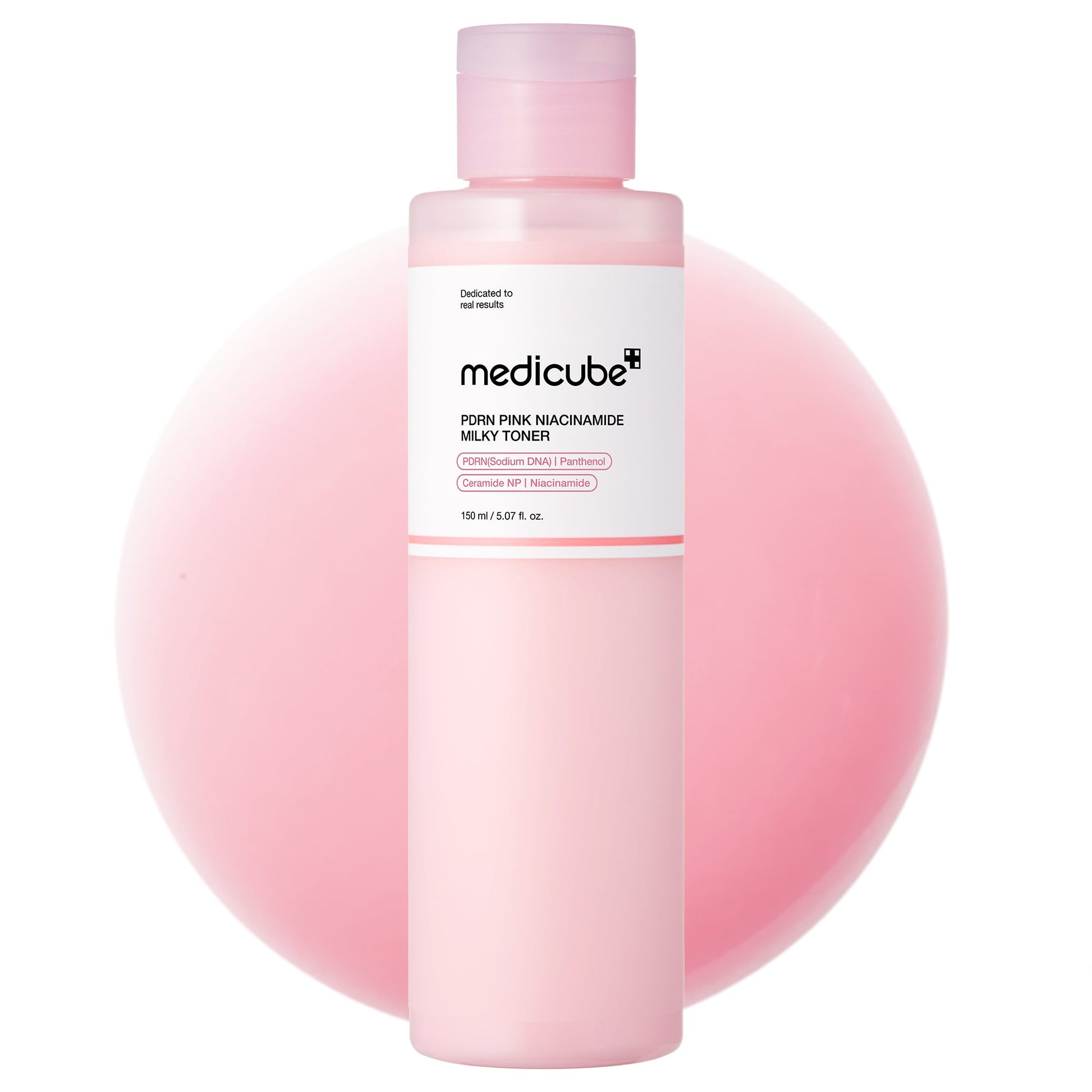 Medicube PDRN Pink Niacinamide Milky Toner 150ml, Korean skincare toner with PDRN, panthenol, ceramide and niacinamide at K-BEAU Australia.