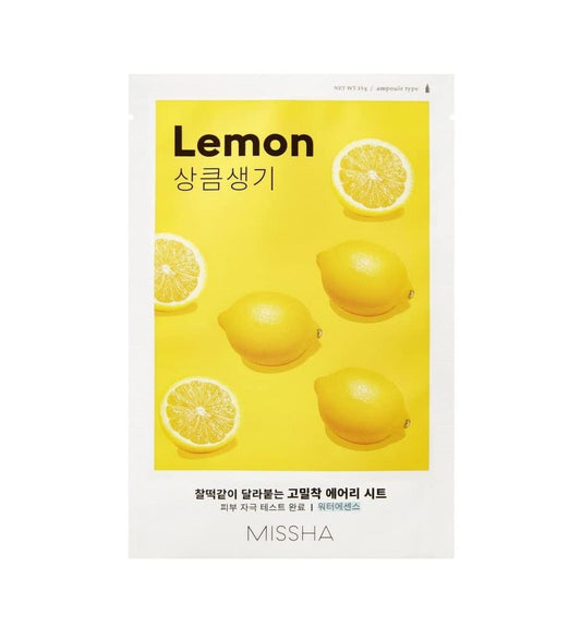 MISSHA Airy Fit Sheet Mask Lemon – Korean brightening sheet mask with vitamin-rich lemon extract for radiant skin – K-beau skincare