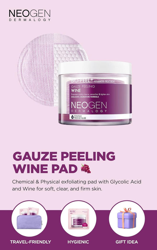 Gauze Peeling Wine Pad at K-Beau — chemical & physical exfoliation for soft, clear, firm skin.